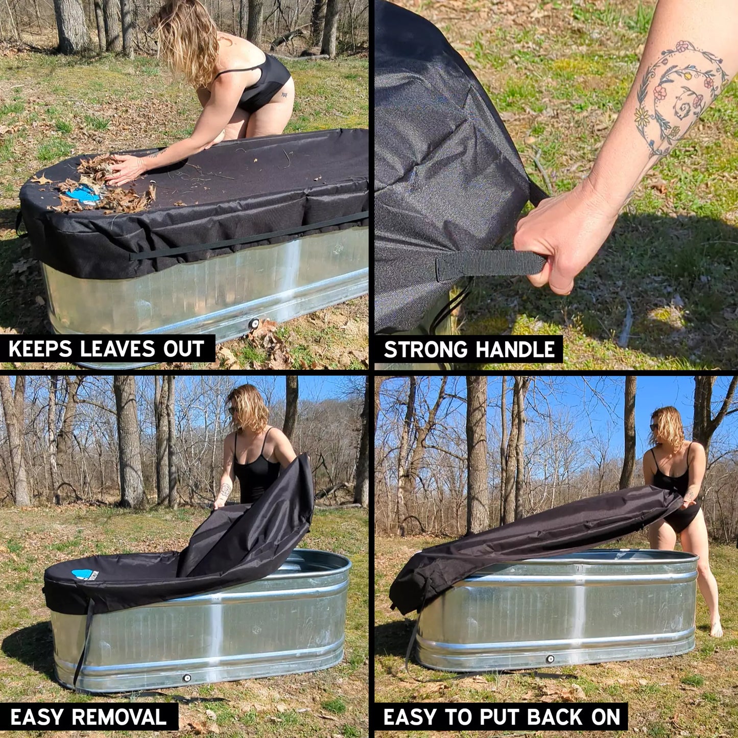 The Polar Protector 2x2x6 stock tank cover is the perfect solution for cold plunge enthusiasts. It keeps leaves out, has strong handles making it easy to remove and put back on.