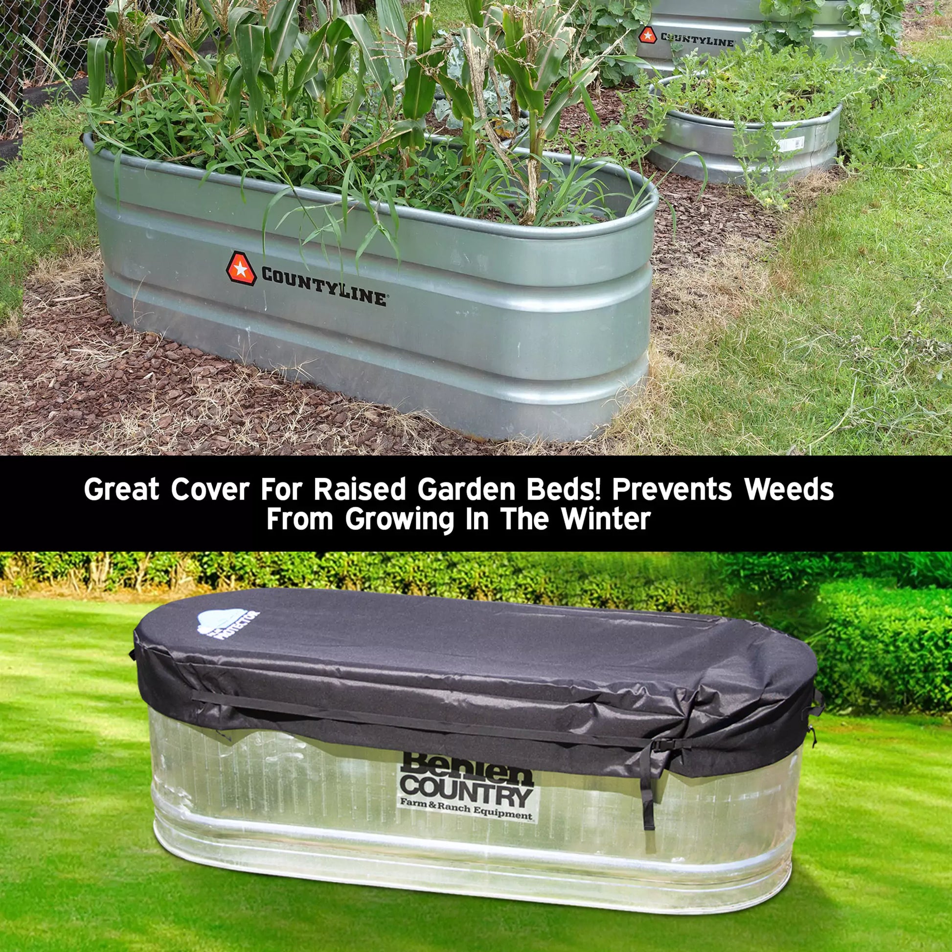 The Polar Protector stock tank cover is perfect raised galvanized stock tank garden beds. The durable, UV-resistant materials prevents weeds from growing in the winter.