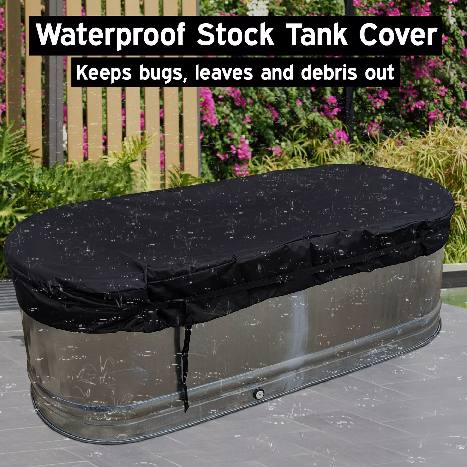 Polar Protector cold plunge stock tank covers keep bugs, leaves and debris out of your galvanized stock tank.